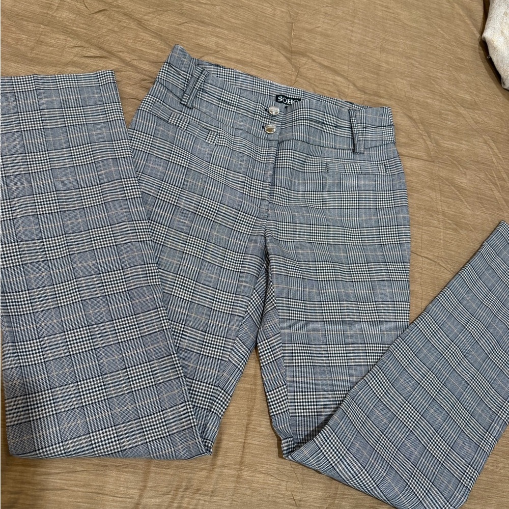 Soho Black and White Glen Plaid Trousers